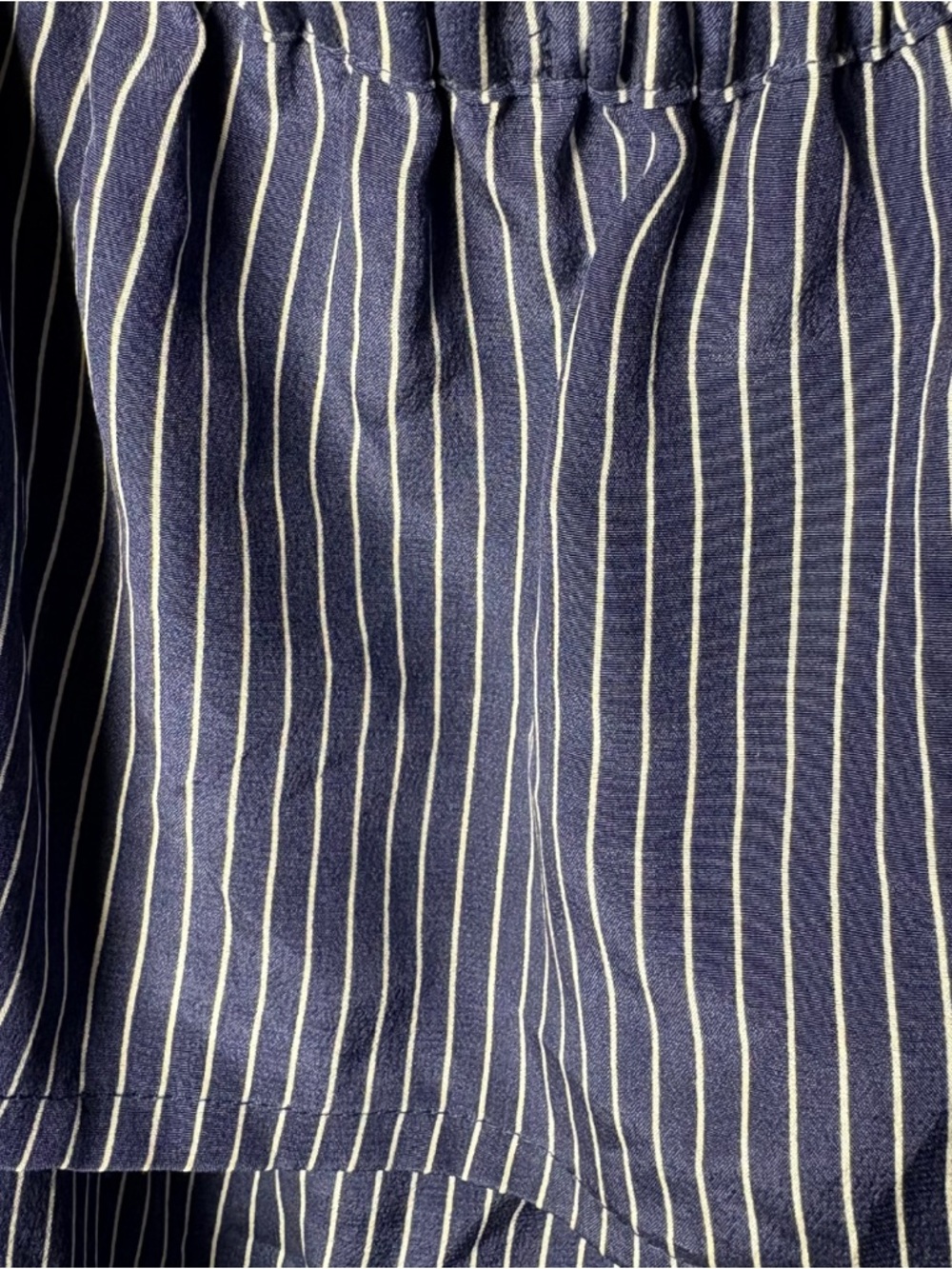 Silk Madewell  Off Shoulder Top Striped Ruffle Blouse Blue White Size S - Picture 5 of 6
